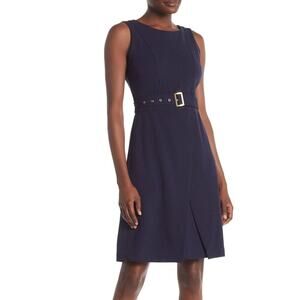 NWT NANETTTE LEPORE (Anthropologie) | Navy Sleeveless Belted A-Line Dress